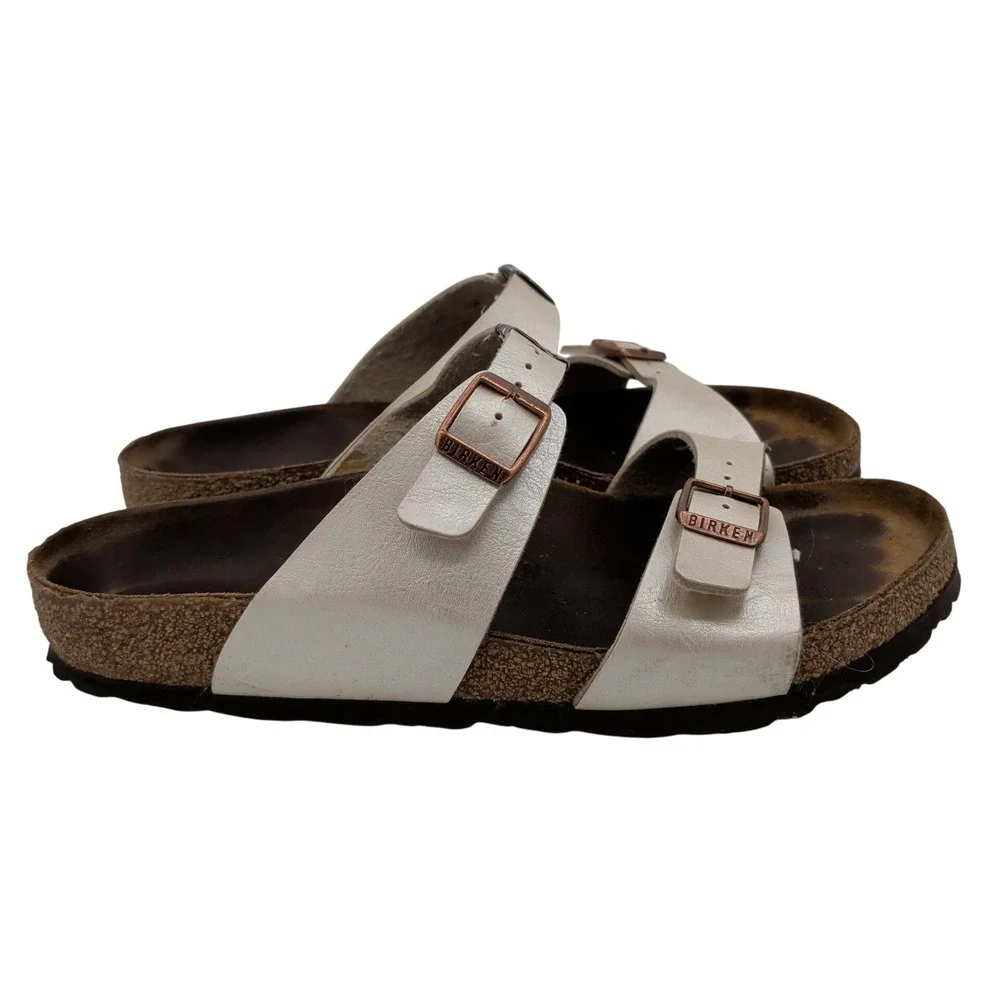 Birkenstock Arizona Cream Leather Two Strap Sandals Mens 8 Womens 10 EU 41